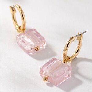 Square Glazed Huggie Hoop Earrings - Pink (7112)